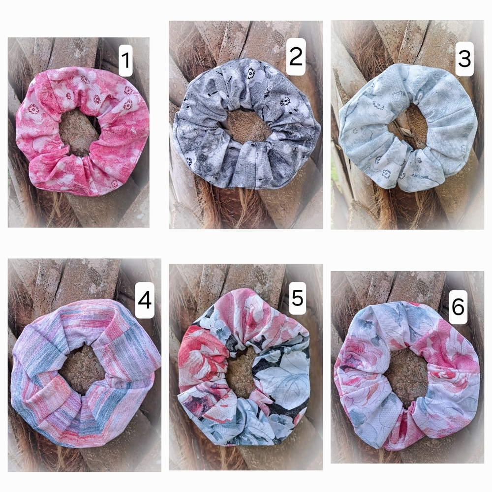 ONE Cotton Scrunchie Hair Tie Floral Stripes Roses Black White Pink Prints